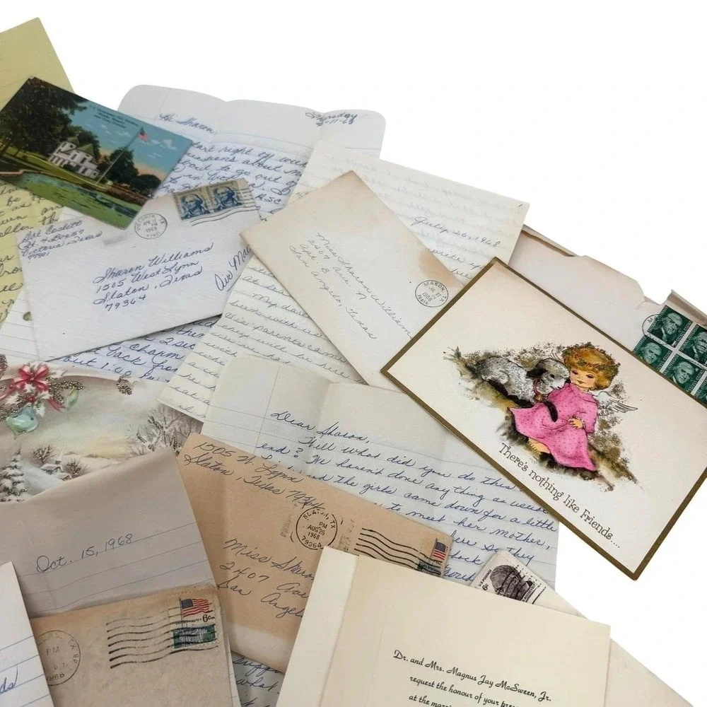 Vintage 1960s Personal Lot Ephemera Collection Handwritten Texas Postcards Cards